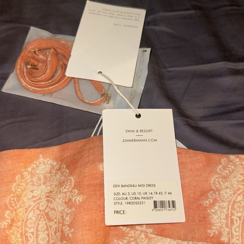 ZIMMERMANN
Devi Bandeau Coral Paisley Midi Dress - Picture 15 of 16